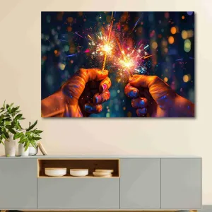 SAF paintings Unframed Rolled Art Print||Diwali crackers Canvas Wall Art Print for Home Décor And Office||Unframed canvas Painting For Wall decor||Home wall and Office Interior CR-138