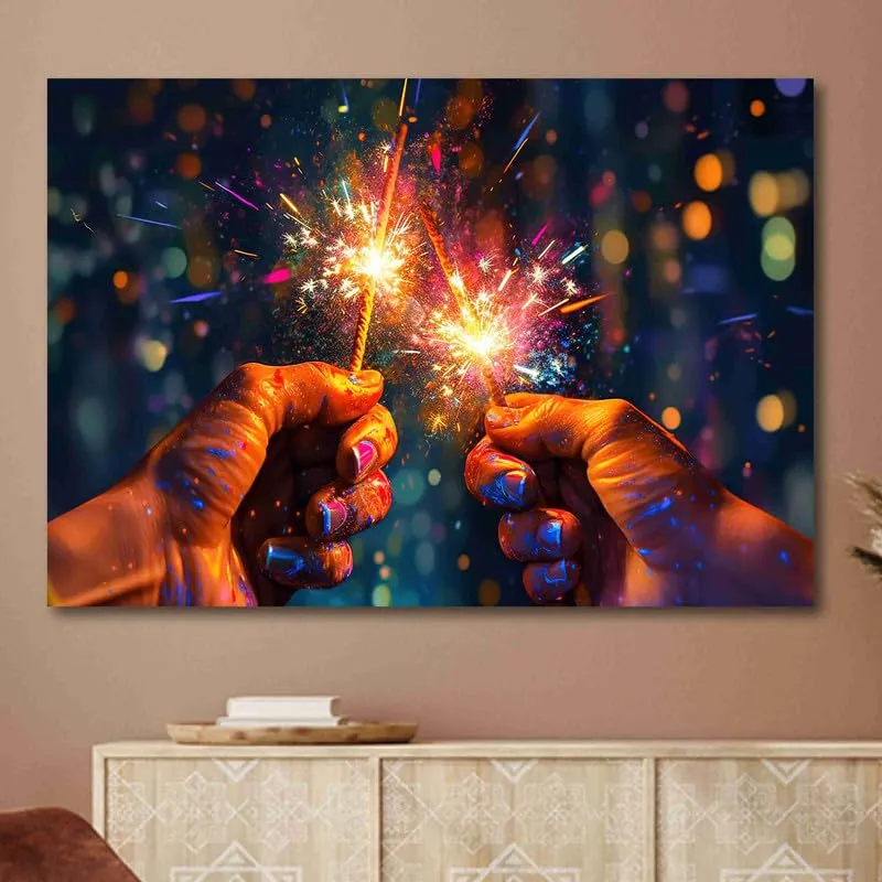 SAF paintings Unframed Rolled Art Print||Diwali crackers Canvas Wall Art Print for Home Décor And Office||Unframed canvas Painting For Wall decor||Home wall and Office Interior CR-138