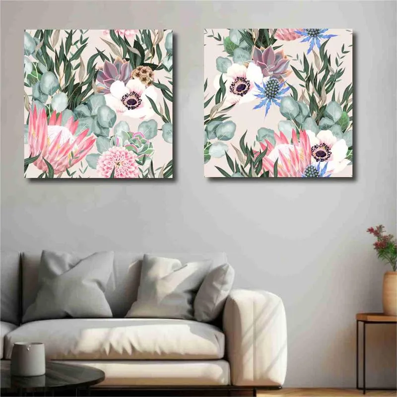 SAF paintings Wooden Framed Canvas Painting ||Set Of 2 Floral Theme Canvas Wall Art Painting for Home Décor Office||For Bedrom,Living Room Home wall and Office Interior CR-183