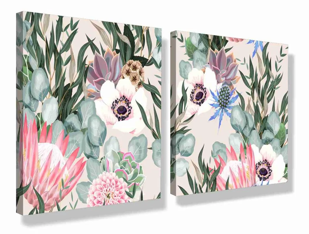 SAF paintings Wooden Framed Canvas Painting ||Set Of 2 Floral Theme Canvas Wall Art Painting for Home Décor Office||For Bedrom,Living Room Home wall and Office Interior CR-183