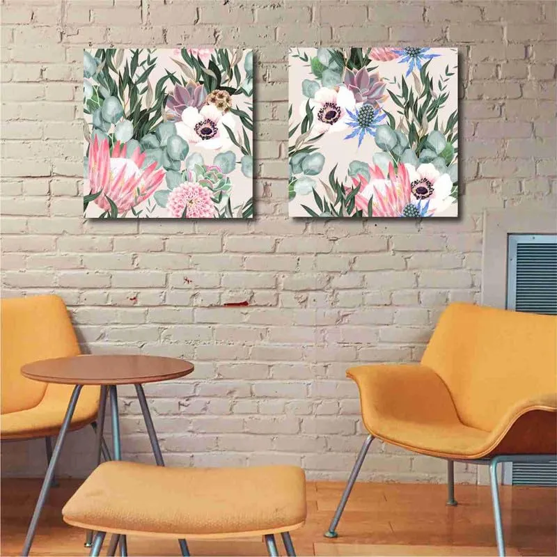 SAF paintings Wooden Framed Canvas Painting ||Set Of 2 Floral Theme Canvas Wall Art Painting for Home Décor Office||For Bedrom,Living Room Home wall and Office Interior CR-183