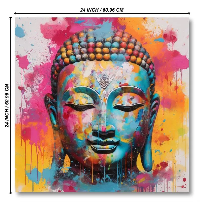 SAF paintings Wooden Framed Lord Buddha Canvas Wall Painting for Home Décor And Office||For Bedroom,Living Room Home wall and Office Interior 24X24Inch and Office CR-274