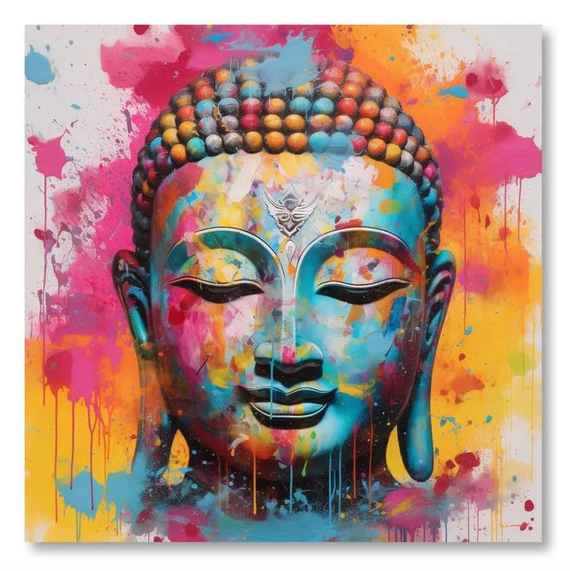 SAF paintings Wooden Framed Lord Buddha Canvas Wall Painting for Home Décor And Office||For Bedroom,Living Room Home wall and Office Interior 24X24Inch and Office CR-274