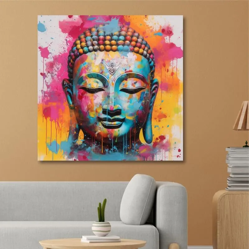 SAF paintings Wooden Framed Lord Buddha Canvas Wall Painting for Home Décor And Office||For Bedroom,Living Room Home wall and Office Interior 24X24Inch and Office CR-274