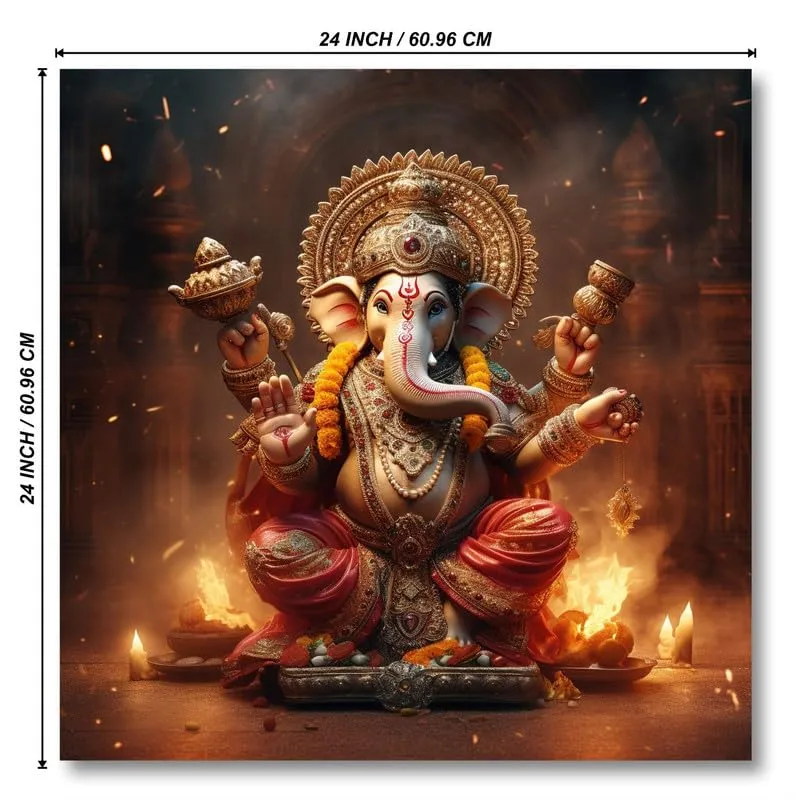 SAF paintings Wooden Framed Lord Ganesha Canvas Wall Painting for Home Décor And Office||For Bedroom,Living Room Home wall and Office Interior 24X24Inch and Office CR-264