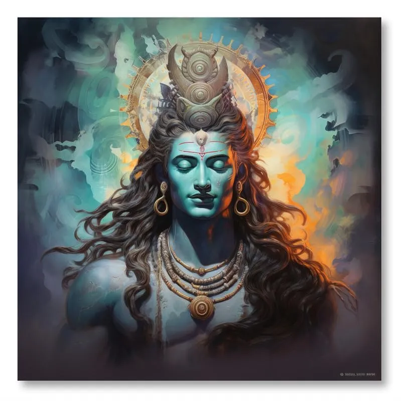 SAF paintings Wooden Framed Lord Shiva Canvas Wall Painting for Home Décor And Office||For Bedroom,Living Room Home wall and Office Interior 24X24Inch and Office CR-266