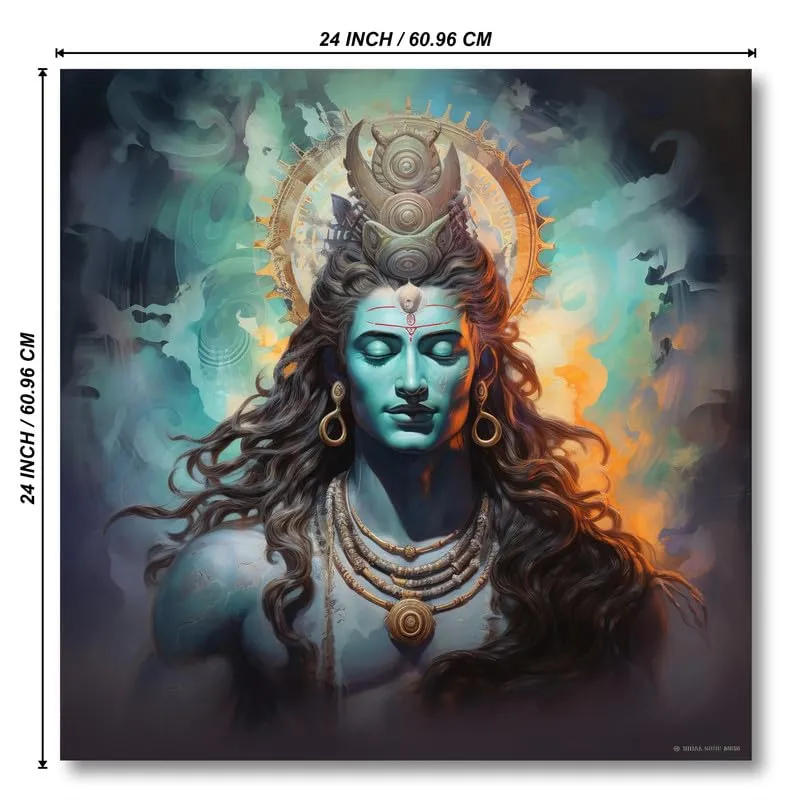 SAF paintings Wooden Framed Lord Shiva Canvas Wall Painting for Home Décor And Office||For Bedroom,Living Room Home wall and Office Interior 24X24Inch and Office CR-266