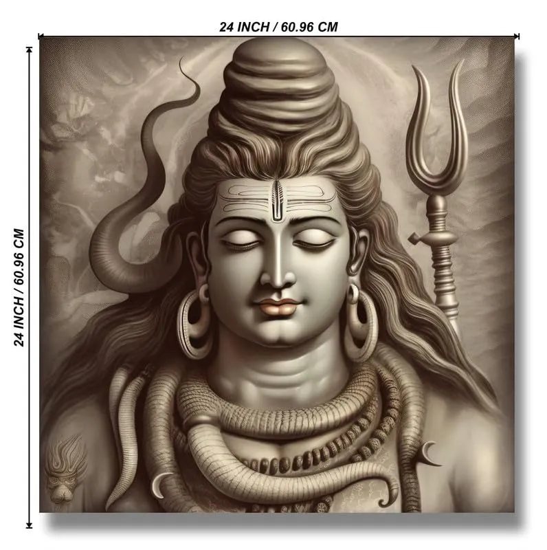 SAF paintings Wooden Framed Lord Shiva Canvas Wall Painting for Home Décor And Office||For Bedroom,Living Room Home wall and Office Interior 24X24Inch and Office CR-272