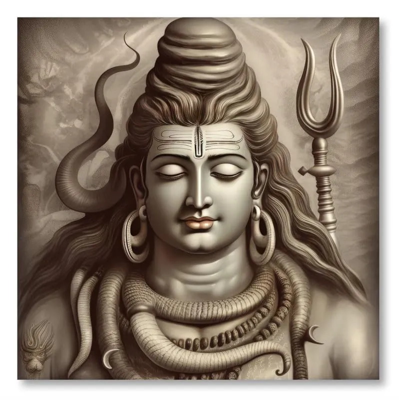 SAF paintings Wooden Framed Lord Shiva Canvas Wall Painting for Home Décor And Office||For Bedroom,Living Room Home wall and Office Interior 24X24Inch and Office CR-272