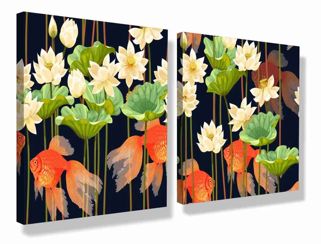 SAF Wooden Framed Canvas Painting ||Set Of 2 Floral Theme Canvas Wall Art Painting for Home Décor Office||For Bedrom,Living Room Home wall and Office Interior PRE-CR181