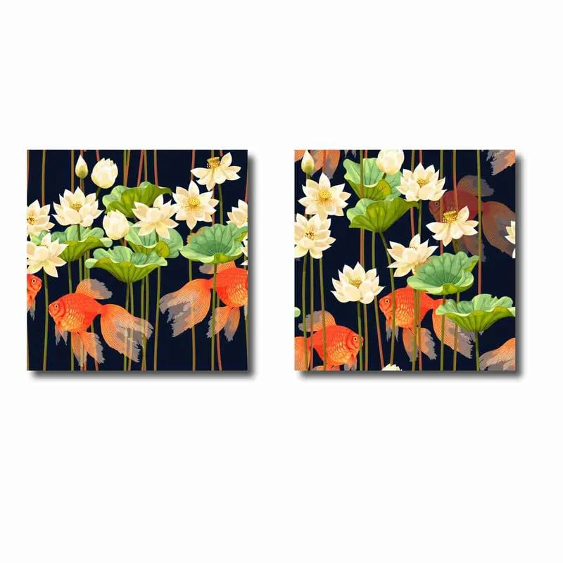 SAF Wooden Framed Canvas Painting ||Set Of 2 Floral Theme Canvas Wall Art Painting for Home Décor Office||For Bedrom,Living Room Home wall and Office Interior PRE-CR181