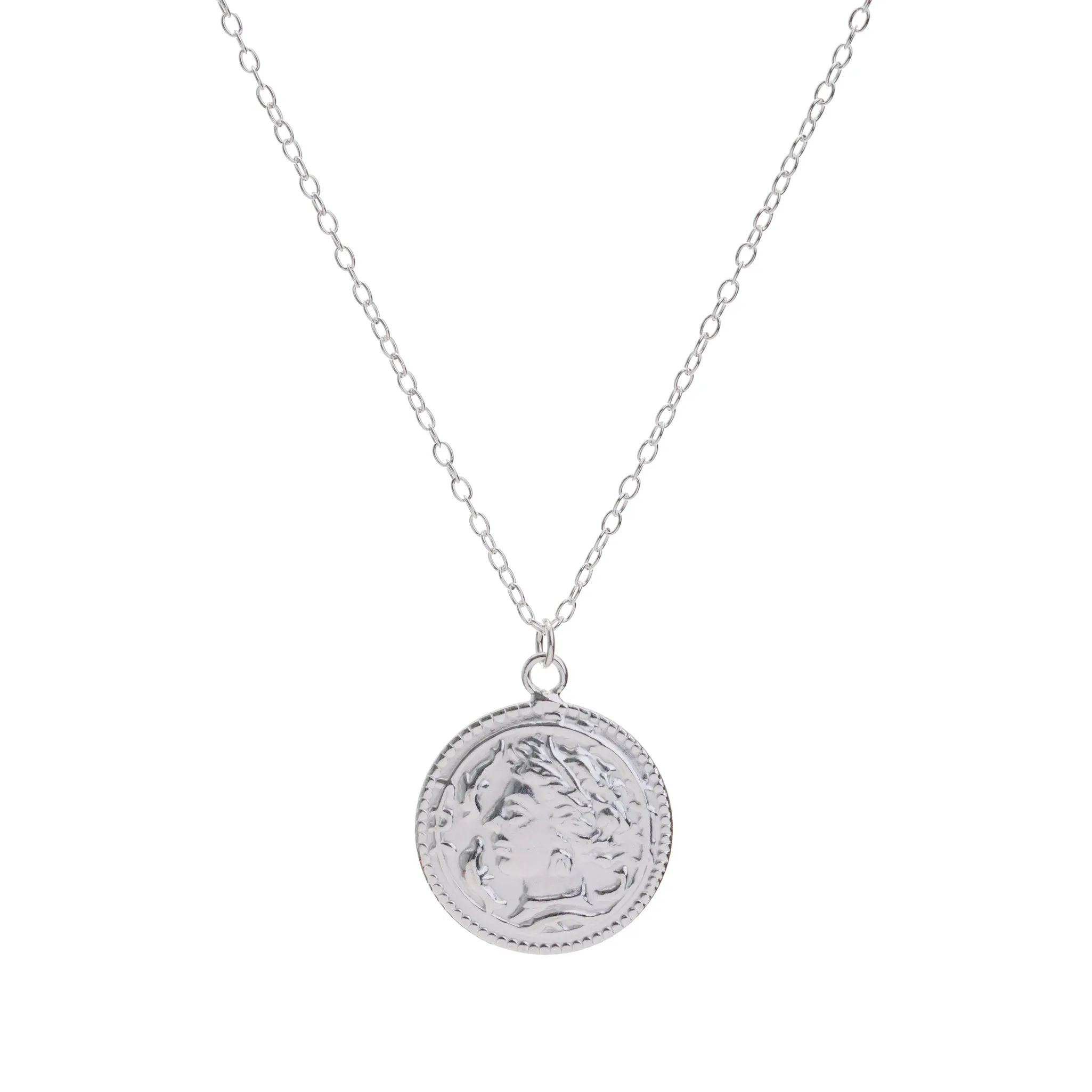 Silver Roman Coin Medallion Necklace