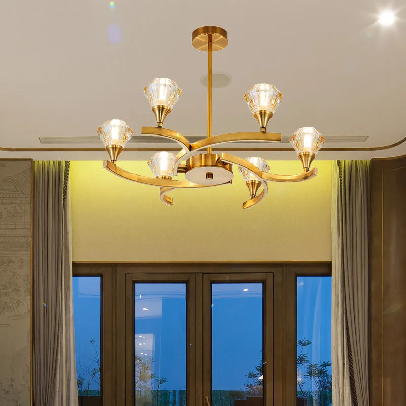 Sputnik Design Diamond Crystal Chandelier - Modern 6/8/10 Light Chrome/Gold Ceiling Fixture