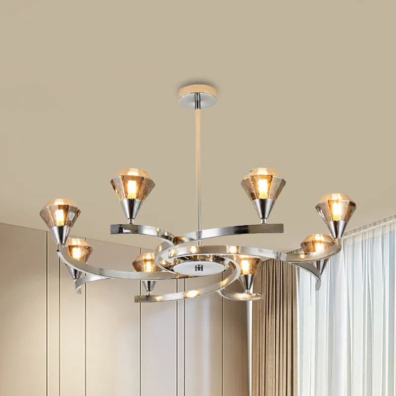 Sputnik Design Diamond Crystal Chandelier - Modern 6/8/10 Light Chrome/Gold Ceiling Fixture