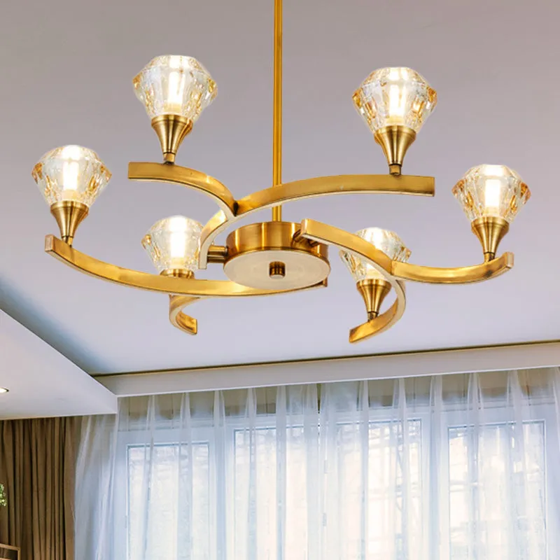 Sputnik Design Diamond Crystal Chandelier - Modern 6/8/10 Light Chrome/Gold Ceiling Fixture