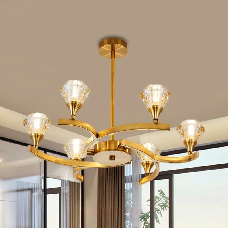 Sputnik Design Diamond Crystal Chandelier - Modern 6/8/10 Light Chrome/Gold Ceiling Fixture