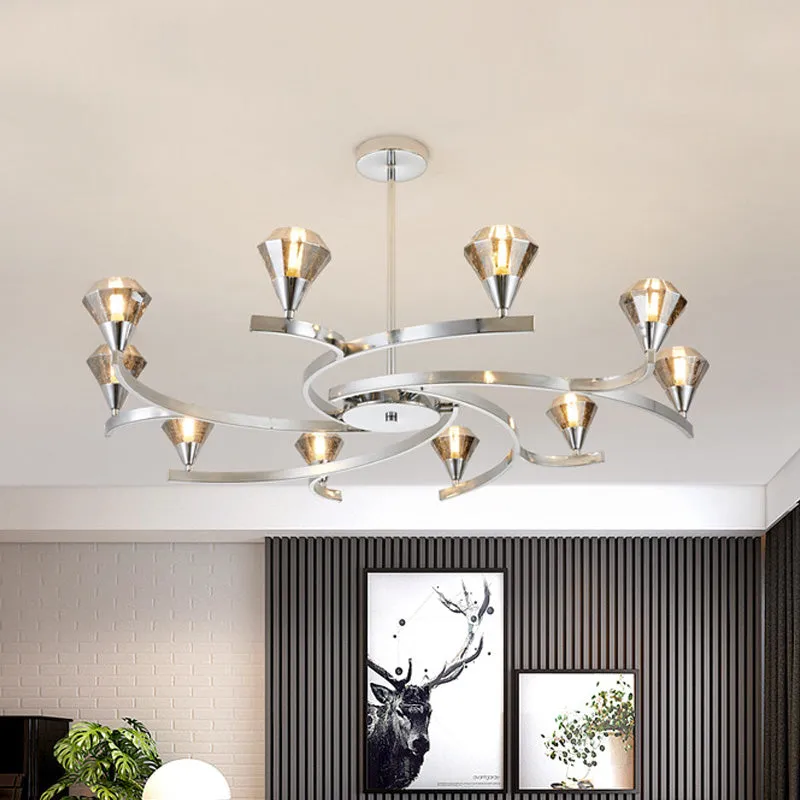 Sputnik Design Diamond Crystal Chandelier - Modern 6/8/10 Light Chrome/Gold Ceiling Fixture