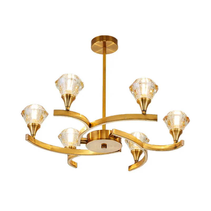 Sputnik Design Diamond Crystal Chandelier - Modern 6/8/10 Light Chrome/Gold Ceiling Fixture