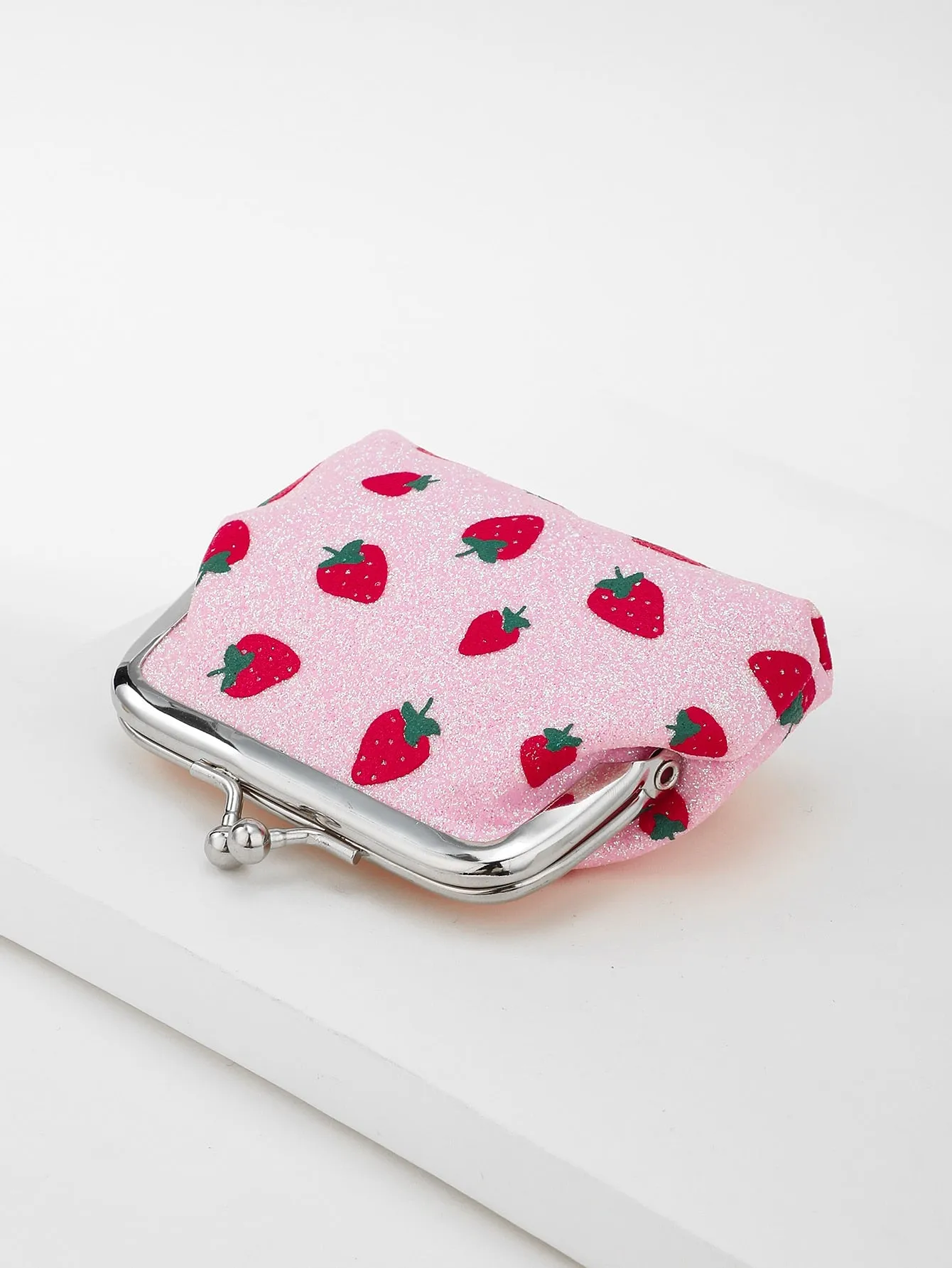 Strawberry Pattern Kiss Lock Coin Purse Change Pouch Card Holder Coin Holder