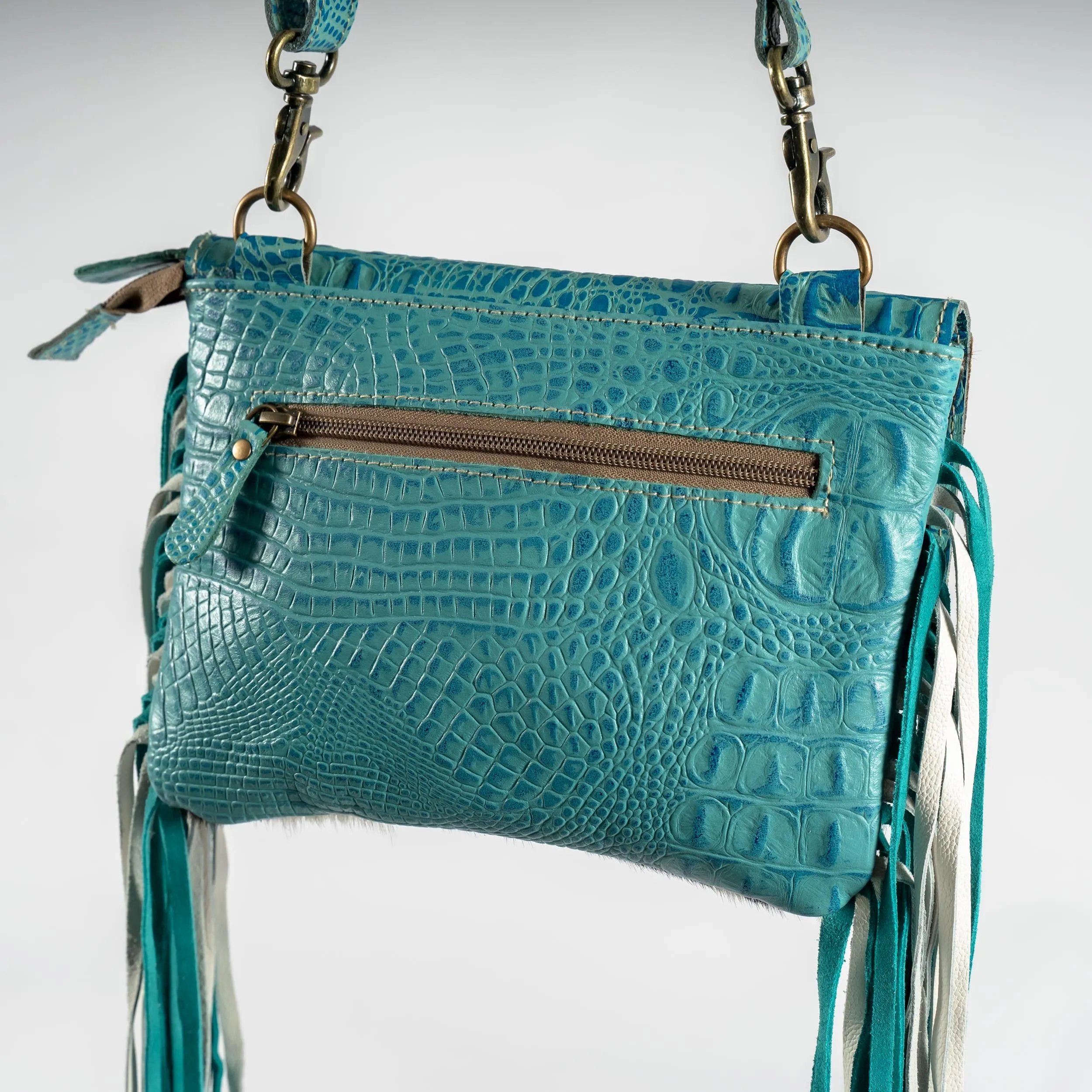 Turquoise Hand-Tooled Cowhide Purse