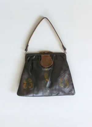 Vintage Early 1920s Dyed Tooled Leather Purse