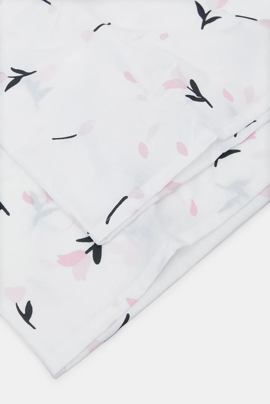 White Floral Printed Pillowcase Set (2 Piece)