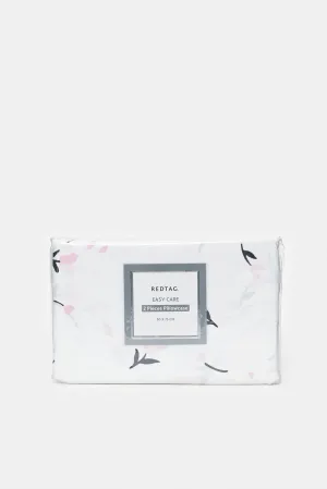 White Floral Printed Pillowcase Set (2 Piece)