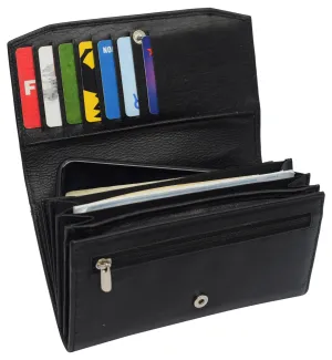 Womens Genuine Leather Wallets RFID Blocking Accordion Trifold Card Holder Ladies Phone Clutch