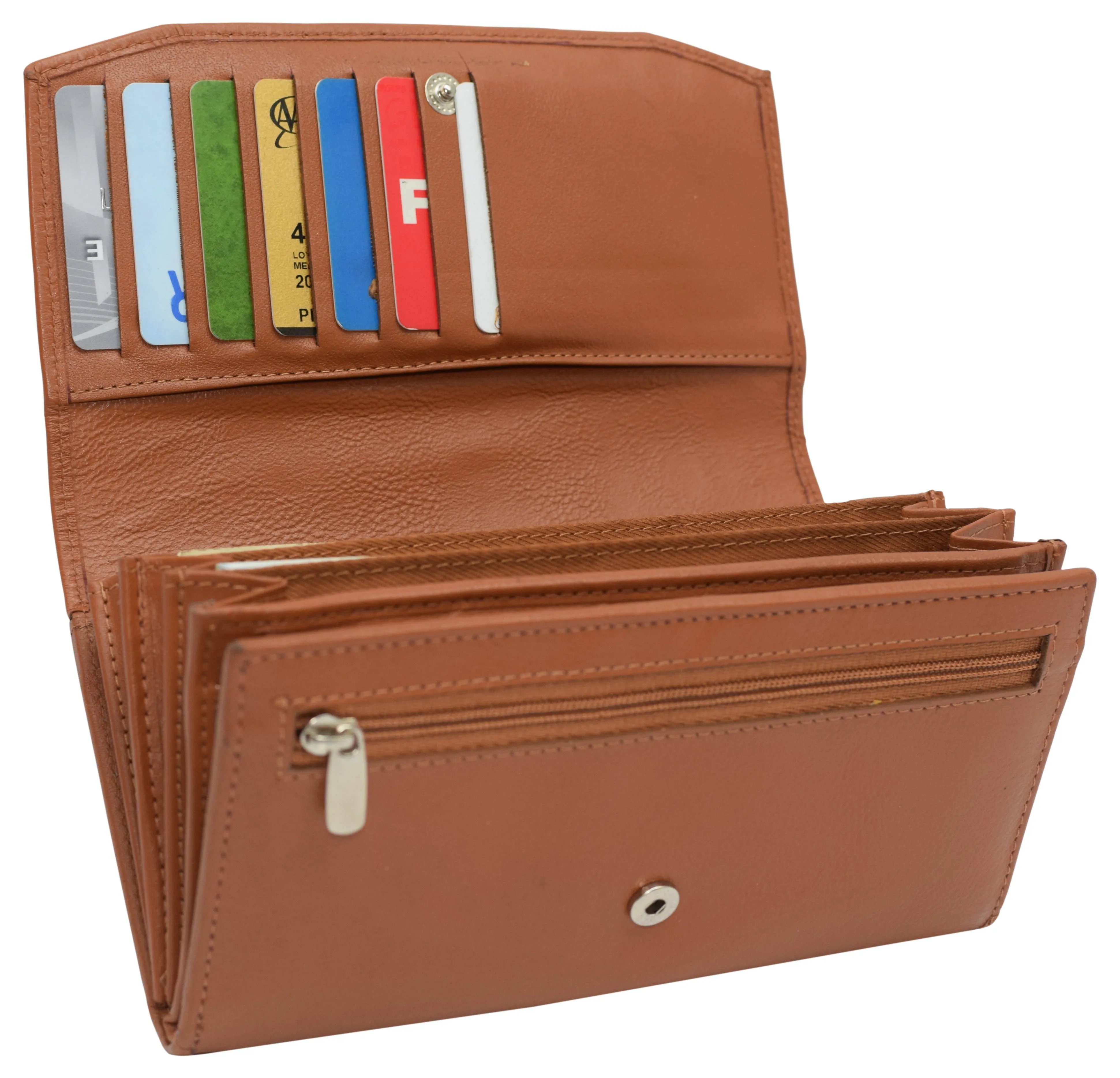 Womens Genuine Leather Wallets RFID Blocking Accordion Trifold Card Holder Ladies Phone Clutch