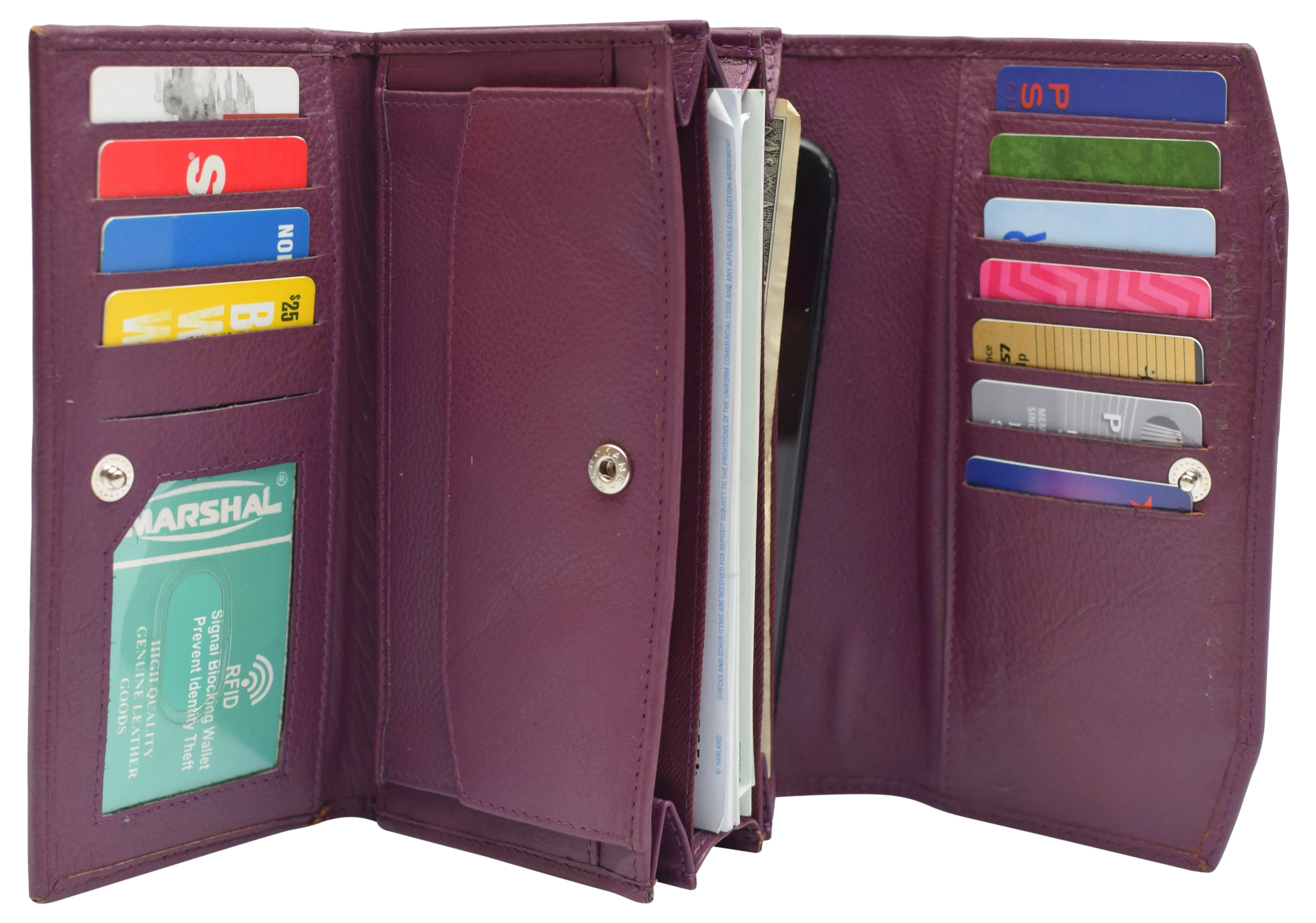 Womens Genuine Leather Wallets RFID Blocking Accordion Trifold Card Holder Ladies Phone Clutch