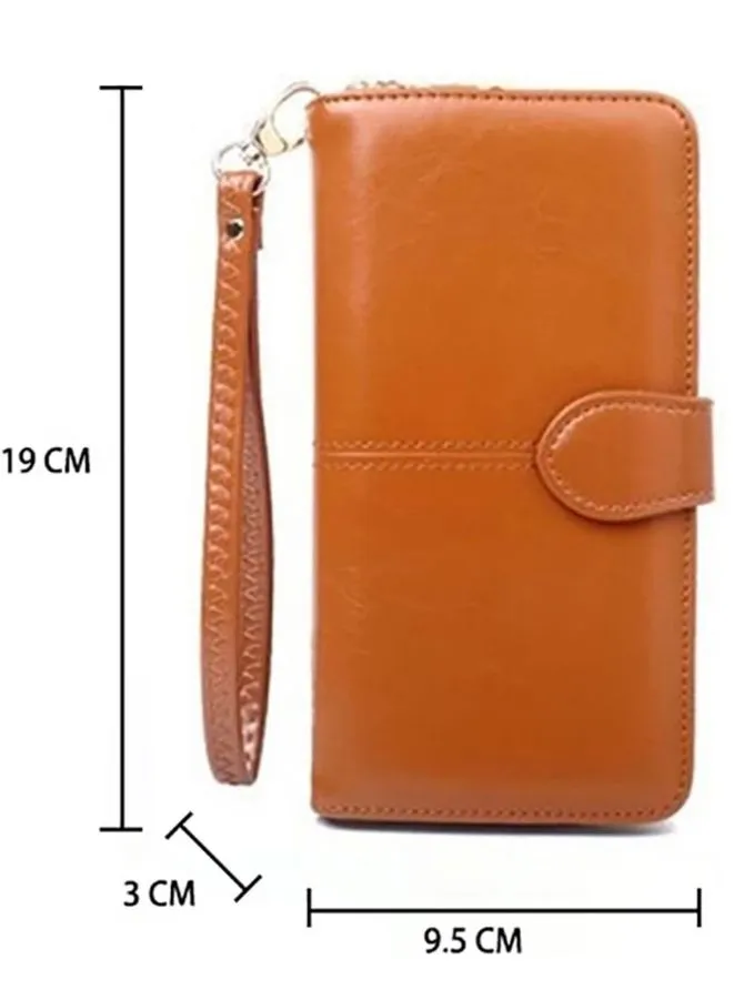 Women's Leather Wallet  for everyday use- Women's Clutch with Zipper Coin Purse, Card Holder, and Certificate, Ladies Bracelet Hand Bag