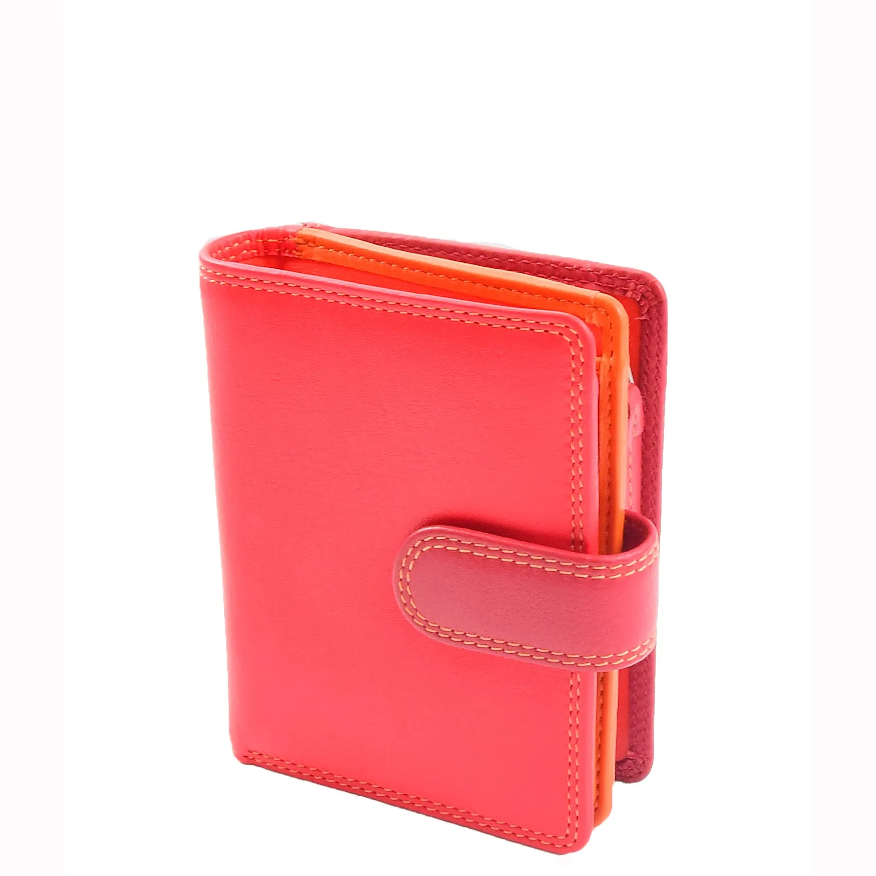 Womens Soft Leather Purse Multicoloured Mid-Sized Cards ID Cash Coins RFID Safe Eden Red