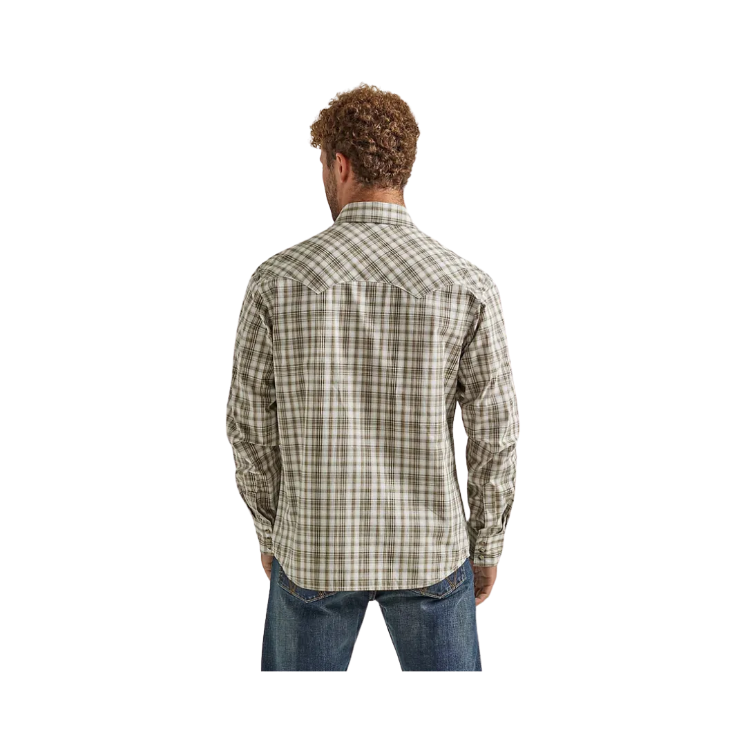 Wrangler Men's Retro Beige Snap Plaid Shirt